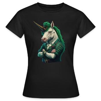 Licorne St. Patty - T-shirt Femme - noir - Devant - AI Model Female 172 dark (172cm)