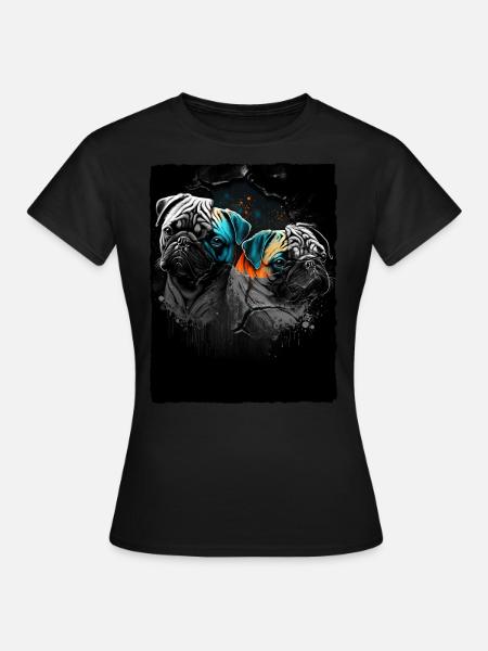 Mops Portrait - Frauen T-Shirt - Schwarz