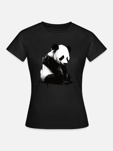 Panda-bär-schablone - Frauen T-Shirt - Schwarz