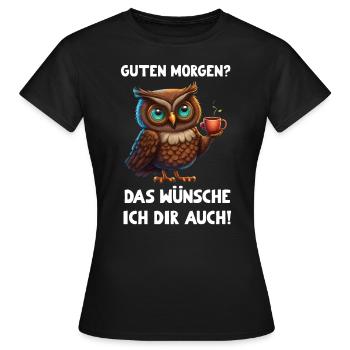 Gute Laune Eule - Frauen T-Shirt - Schwarz - Vorne - AI Model Female 172 dark (172cm)