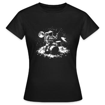 Astronaut plays his drums - Women's T-Shirt - black - Front - AI Model Female 172 dark (172cm)