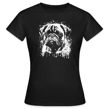 Mops-schablonen-design Weiß Und Schwarz - Frauen T-Shirt - Schwarz - Vorne - AI Model Female 172 dark (172cm)