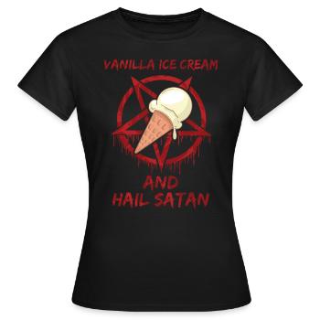 Crème glacée à la vanille et Hail satan - T-shirt Femme - noir - Devant - AI Model Female 172 dark (172cm)