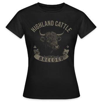 Highland Cattle Highland Cattle Highland Cattle Cow - Women's T-Shirt - black - Front - AI Model Female 172 dark (172cm)