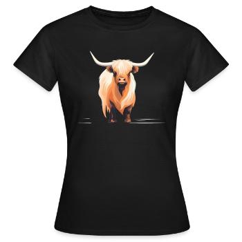 Conception géométrique de vaches des hautes terres - T-shirt Femme - noir - Devant - AI Model Female 172 dark (172cm)