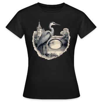 Héron cendré majestueux - T-shirt Femme - noir - Devant - AI Model Female 172 dark (172cm)