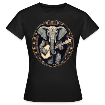 Elephant Serenade Banjo Music Art - T-shirt Femme - noir - Devant - AI Model Female 172 dark (172cm)