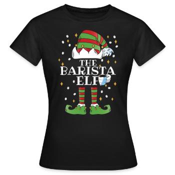 The Barista Elf Coffee - Frauen T-Shirt - Schwarz - Vorne - AI Model Female 172 dark (172cm)