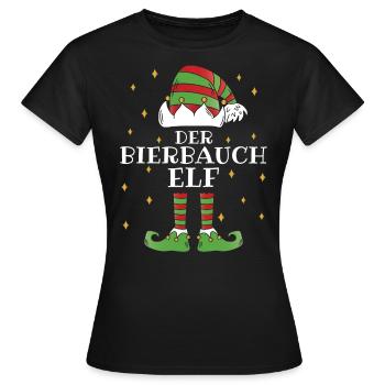 Der Bierbauch Elf - Familien Weihnachtsoutfit - Frauen T-Shirt - Schwarz - Vorne - AI Model Female 172 dark (172cm)