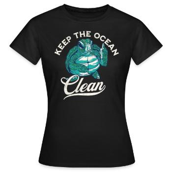 Keep the Ocean Clean Design - Frauen T-Shirt - Schwarz - Vorne - AI Model Female 172 dark (172cm)