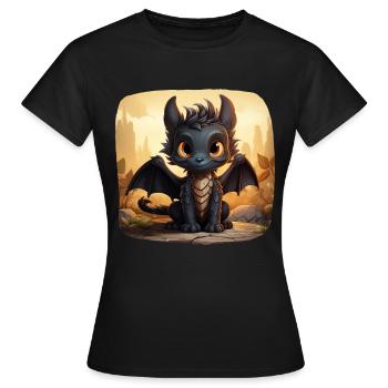 Jack the Sweet Black Dragon - Women's T-Shirt - black - Front - AI Model Female 172 dark (172cm)