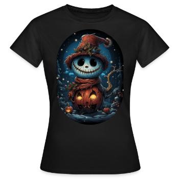 James le sympathique bonhomme de neige d’Halloween - T-shirt Femme - noir - Devant - AI Model Female 172 dark (172cm)