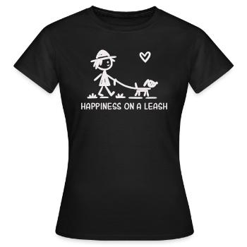 Happiness on a Leash - Dog Walking Fun - Women's T-Shirt - black - Front - AI Model Female 172 dark (172cm)