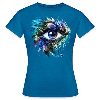 Oeil de protection bleu Nazar Horus oeil Tout Voir - T-shirt Femme - bleu saphir antique chiné - Devant - AI Model Female 172 dark (172cm)