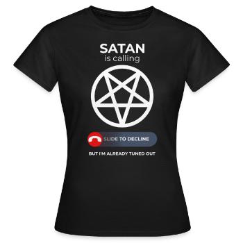 Satanic Call Ignored – Pop Culture Wit - Women's T-Shirt - black - Front - AI Model Female 172 dark (172cm)