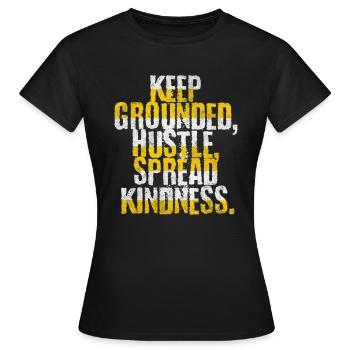 Gardez les pieds sur terre, poussez vers l’avant, - T-shirt Femme - noir - Devant - AI Model Female 172 dark (172cm)