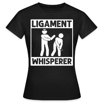 Gourou des soins ligamentaires – Maîtrise de la - T-shirt Femme - noir - Devant - AI Model Female 172 dark (172cm)