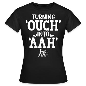 Turning "ouch" into "aah" – calming - Women's T-Shirt - black - Front - AI Model Female 172 dark (172cm)