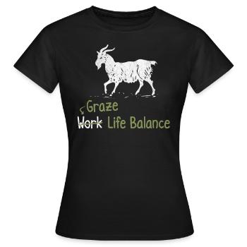 Graze Équilibre entre vie professionnelle et vie privée - Ziegenhoftier - T-shirt Femme - noir - Devant - AI Model Female 172 dark (172cm)