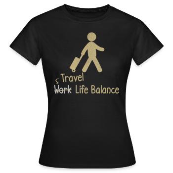 Reisen, Work-life-balance - Reisen, - Frauen T-Shirt - Schwarz - Vorne - AI Model Female 172 dark (172cm)