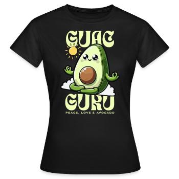 Peace, Love & Avocado – Umweltfreundliche - Frauen T-Shirt - Schwarz - Vorne - AI Model Female 172 dark (172cm)