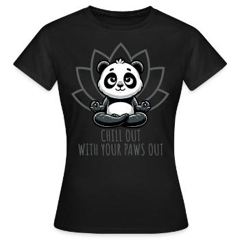 Chill Out With Your Paws Out Panda Yoga - Frauen T-Shirt - Schwarz - Vorne - AI Model Female 172 dark (172cm)