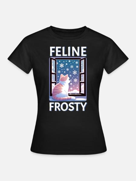 Feline Frosty Cat - Frauen T-Shirt - Schwarz
