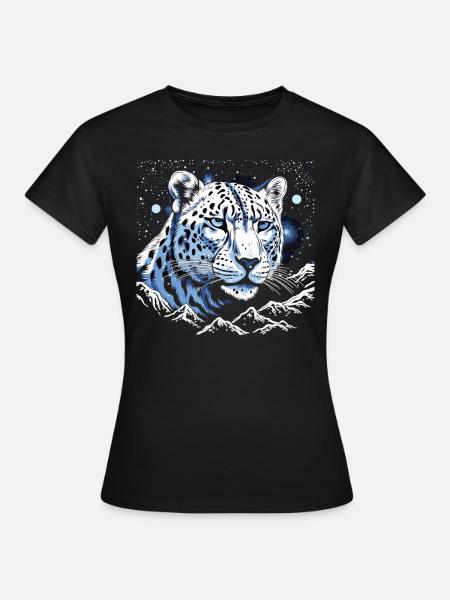 Himmlischer Schneeleopardenwächter - Frauen T-Shirt - Schwarz