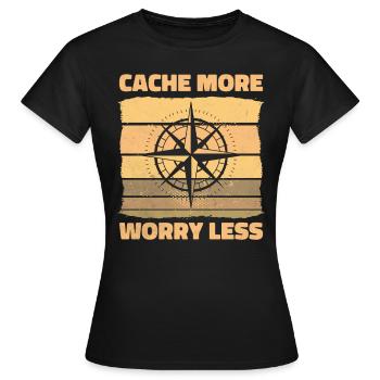 Caching, more worries, less geocaching fun - Women's T-Shirt - black - Front - AI Model Female 172 dark (172cm)