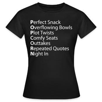 Popcorn Perfect Troping Plot Outtakes Citations - T-shirt Femme - noir - Devant - AI Model Female 172 dark (172cm)