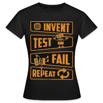 Inventer Test Fail Repeat - T-shirt Femme - noir - Devant - AI Model Female 172 dark (172cm)