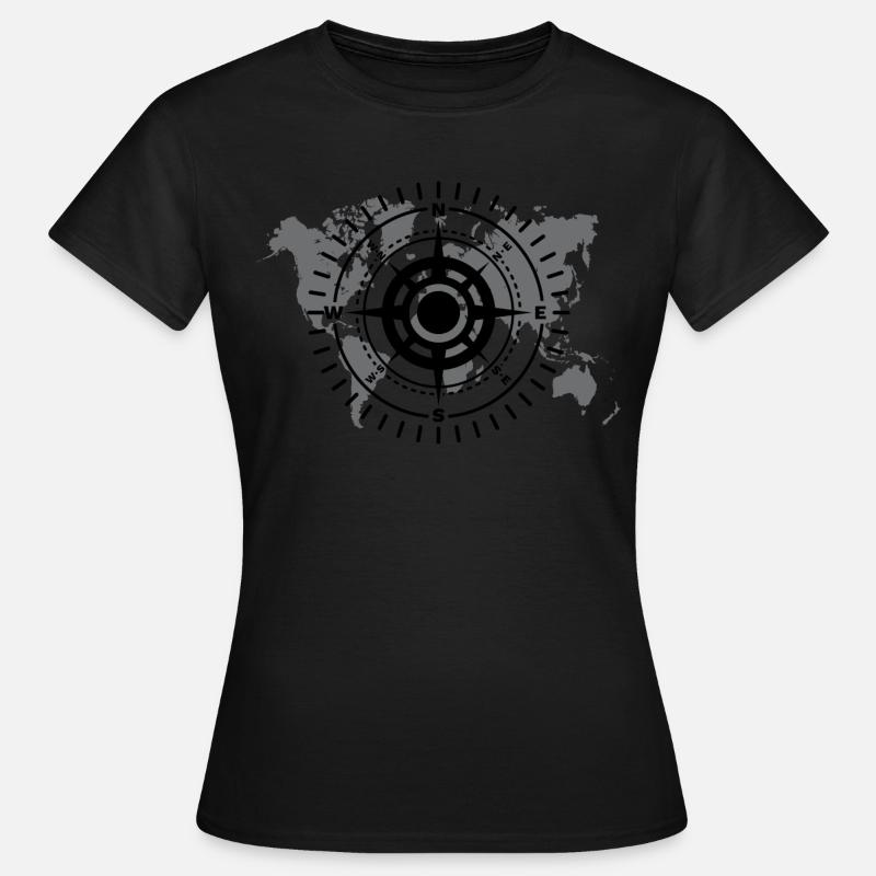 World map with cardinal direction black and white - Women's T-Shirt - black