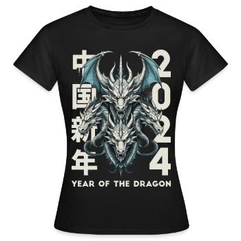 Dragons chinois - T-shirt Femme - noir - Devant - AI Model Female 172 dark (172cm)