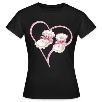 Coeur de bébé avec chaussures de bébé rose pour filles - T-shirt Femme - noir - Devant - AI Model Female 172 dark (172cm)