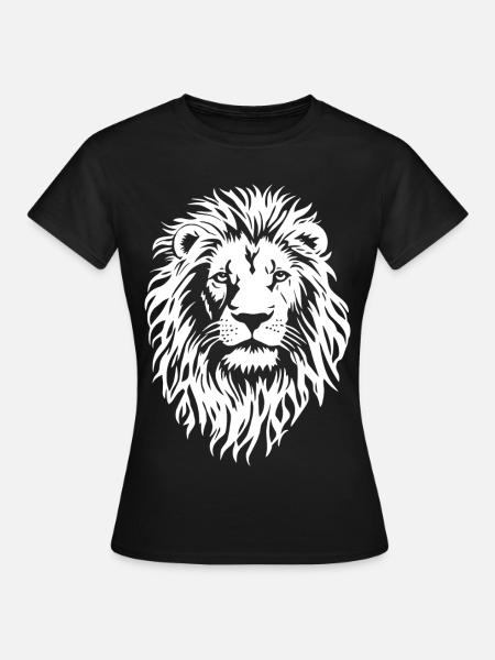 Majestätischer Löwenkopf in Schwarz-Weiß - Frauen T-Shirt - Schwarz