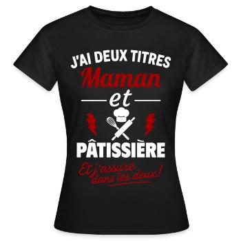 Pastry Mom Two Titles Humor Gift - Women's T-Shirt - black - Front - AI Model Female 172 dark (172cm)