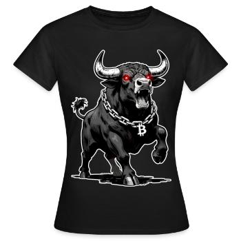 Bitcoin Bull Red Laser Eyes Crypto Bull Run - Women's T-Shirt - black - Front - AI Model Female 172 dark (172cm)