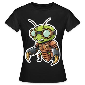 Praying Mantis Steampunk Copper Armor - Women's T-Shirt - black - Front - AI Model Female 172 dark (172cm)