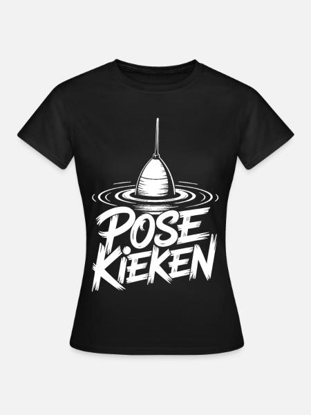 Fischen Pose Humor - Frauen T-Shirt - Schwarz
