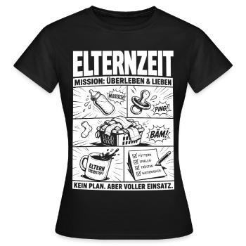 Elternzeit Mission Überleben und Lieben - Frauen T-Shirt - Schwarz - Vorne - AI Model Female 172 dark (172cm)