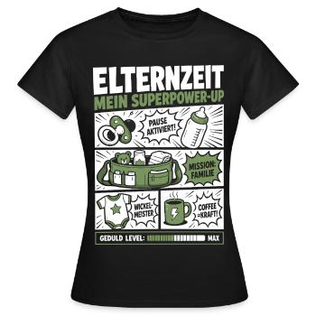Elternzeit Mein Superpower-Up - Frauen T-Shirt - Schwarz - Vorne - AI Model Female 172 dark (172cm)