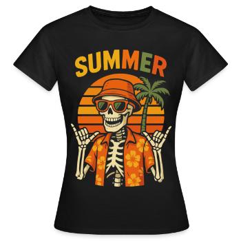 Hawaiian Palm Summer Skeleton - Women's T-Shirt - black - Front - AI Model Female 172 dark (172cm)