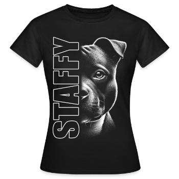 Staffordshire Bull Terrier avec lettres-Staffy - T-shirt Femme - noir - Devant - AI Model Female 172 dark (172cm)