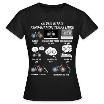 VTT vélo temps libre et liberté humour cyclisme - T-shirt Femme - noir - Devant - AI Model Female 172 dark (172cm)