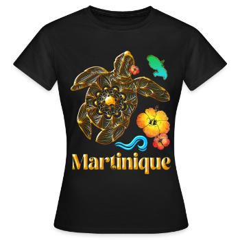 Martinique L'Ile Au Fleurs Tortue Antilles - T-shirt Femme - noir - Devant - AI Model Female 172 dark (172cm)