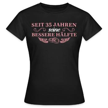 35 Ehejahre Leinwandhochzeit Frau 35. Hochzeitstag - Frauen T-Shirt - Schwarz - Vorne - AI Model Female 172 dark (172cm)