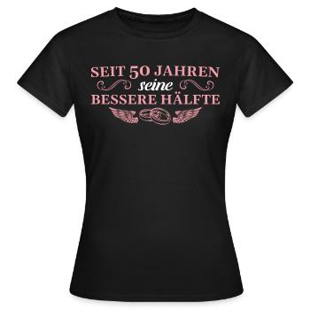 50 Ehejahre Goldene Hochzeit Frau 50. Hochzeitstag - Frauen T-Shirt - Schwarz - Vorne - AI Model Female 172 dark (172cm)