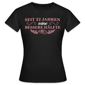 22 Ehejahre Bronzehochzeit Frau 22 Hochzeitstag - Frauen T-Shirt - Schwarz - Vorne - AI Model Female 172 dark (172cm)