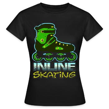 Inline Skates - Frauen T-Shirt - Schwarz - Vorne - AI Model Female 172 dark (172cm)