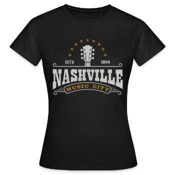Nashville Music City Tennessee Guitare ÉTATS-UNIS Amérique - T-shirt Femme - noir - Devant - AI Model Female 172 dark (172cm)